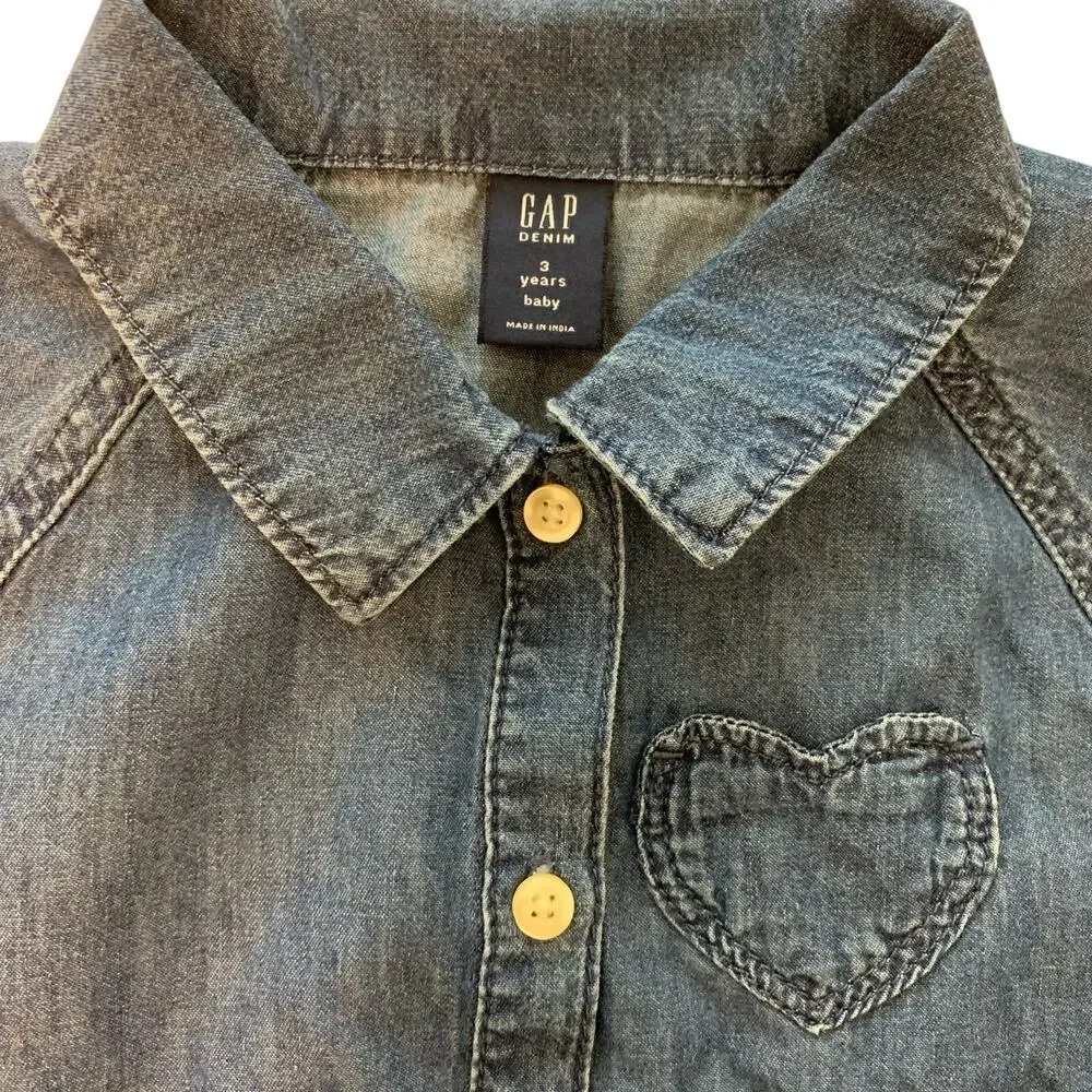 GAP Denim Long Sleeve Button Down Dress